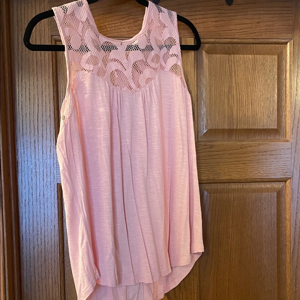 Maurices Light Pink Lace Detail Sleeveless Blouse